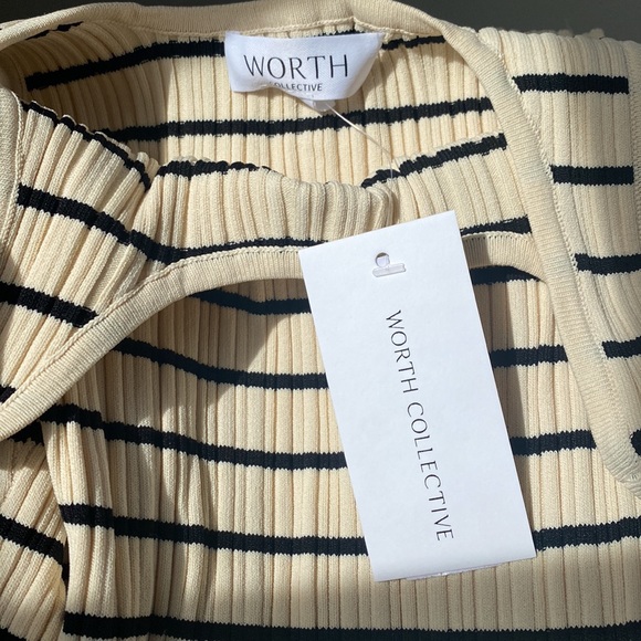 Worth Collective Sleeveless Horizontal Stripe Tank Maxi Dress in Cream/Black - Picture 3 of 8